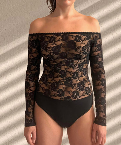 Lace body with dropped shoulders