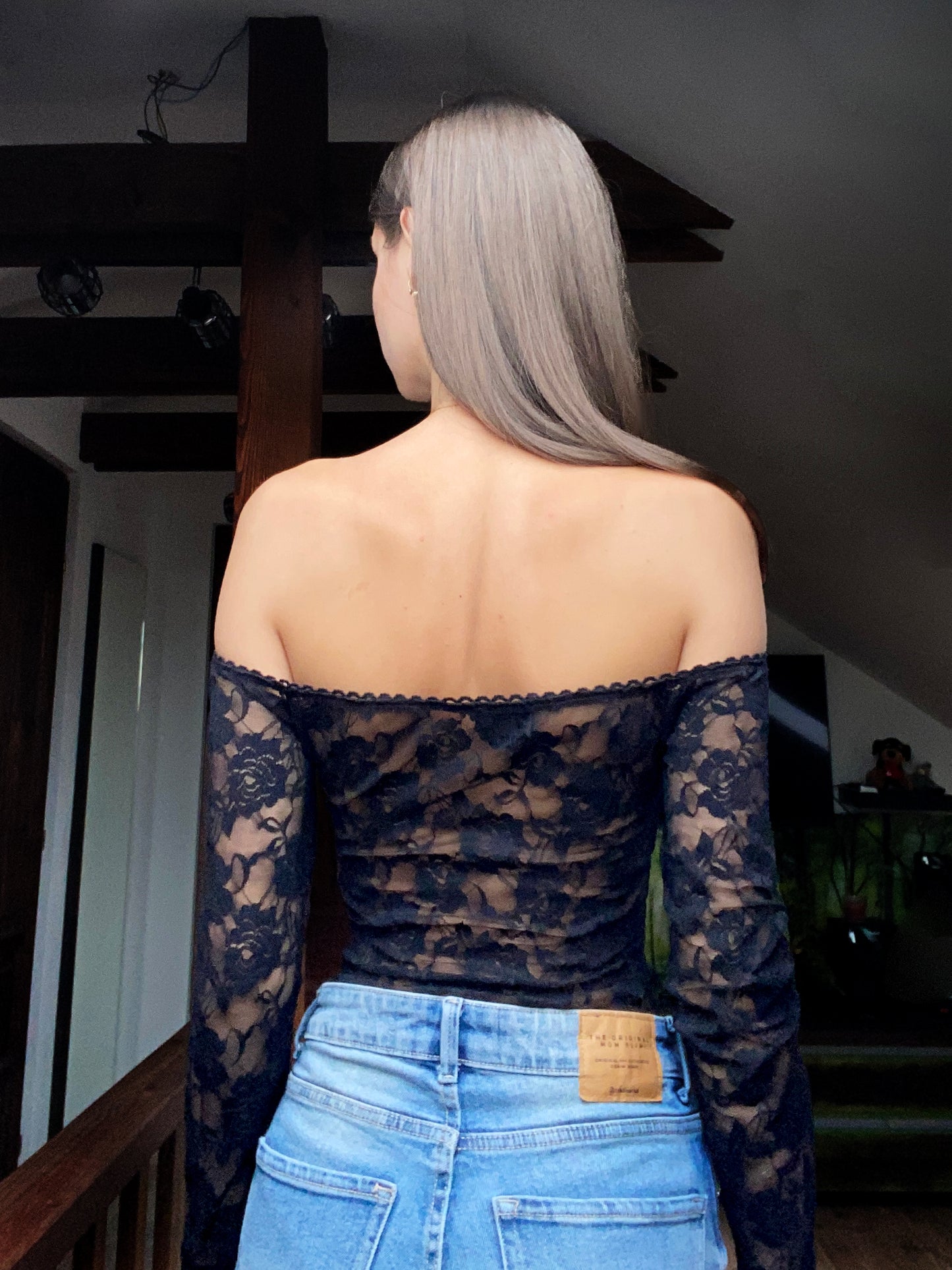 Lace body with dropped shoulders